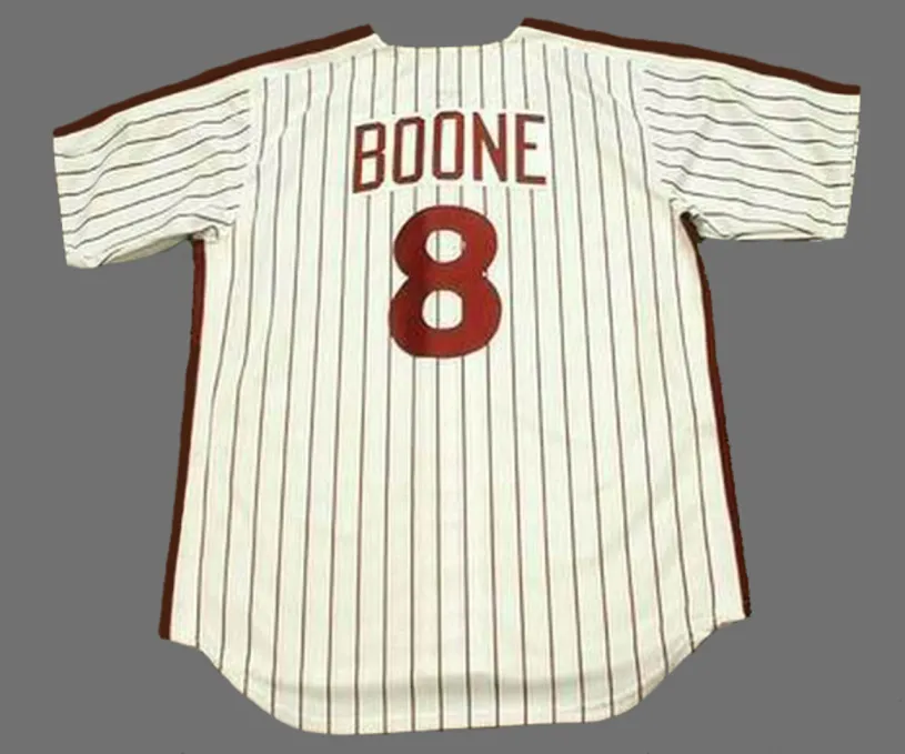 BOB BOONE Philadelphia Phillies 1980 Majestic Cooperstown Throwback Home Baseball Jersey 