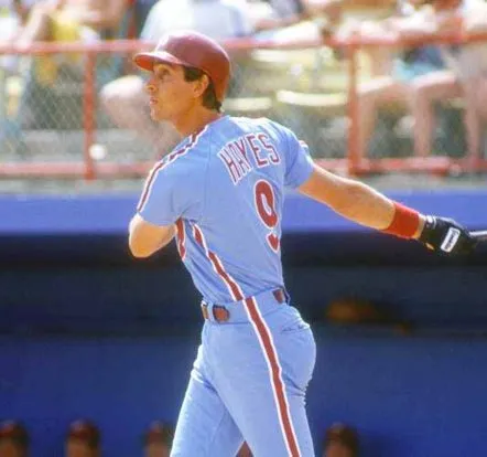 VON HAYES Philadelphia Phillies 1986 Away Majestic Throwback Baseball Jersey 